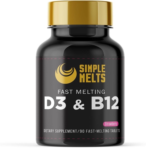 [BRSROZYHCQHQIETO] Dissolvable Bariatric D3 B12 | Vitamin B12 2500mcg & D3 125mcg 5000IU B 12 and D 3 Tablets | Bone, Immune Support | Strawberry Flavor | Vegan | Sugar-Free, 90-Day Supply