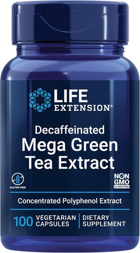 [BRSWIYQEDIPGMA3M] Life Extension Decaffeinated Mega Green Tea Extract – Πολυφαινόλη-Δύναμη, Υγεία των κυττάρων, Υγεία της καρδιάς, Υγεία του εγκεφάλου, Αντιοξειδωτική Προστασία – Μη ΓΤΟ, Χωρίς γλουτένη, Χορτοφαγικά – 100 Κάψουλες