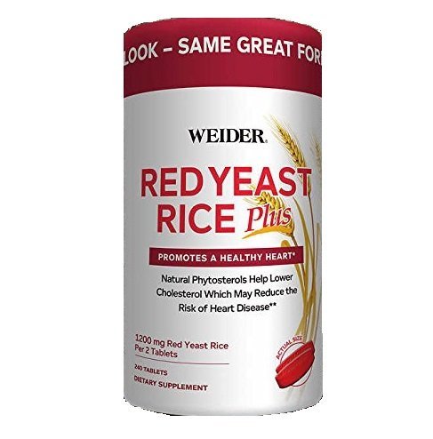 [BRSWGZIOOIDWK2Y2] Weider Red Yeast Rice Plus with Phytosterols 1200 mg per 2 Tablets - 240 Tablets