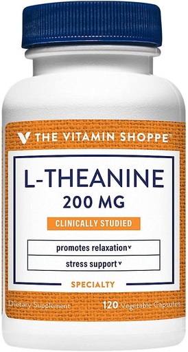 [BRSWYYYNAUFA4ETO] L-Theanin, klinisch untersucht - Fördert Entspannung & Stress Support - 200 MG, 120 Gemüsekapseln, 120 Servierungen des Vitamin Shoppe