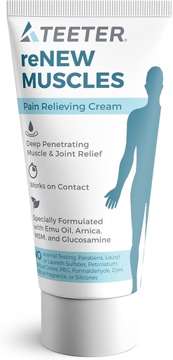 [BRSWKFAEDIMRK2IV] TEETER Renew - Muscle & Joint Pain Cream with Emu Oil, MSM, Arnica, Boswellia Serrata Glucosamine (2.5 oz)