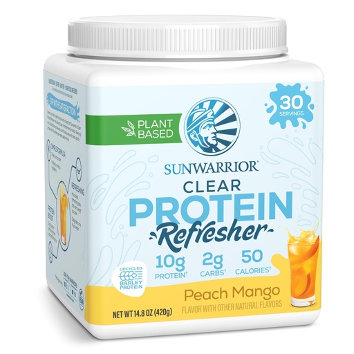 [BRSRAFADBAMBEYLP] Sunwarrior Clear Protein Powder Plant-Based Water Mix, Vegan and Refreshing Protein and Hydration Supplement 10g Per Serving Peach Mango Flavored 420g Tub 30 Servings