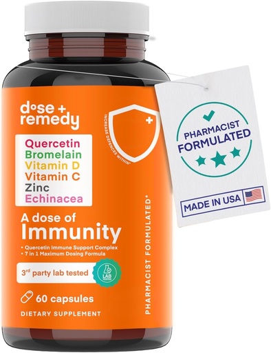 [BRSWYEILAEAQIDLL] En dosis af Immunitet Quercetin med C-vitamin og zink, D-vitamin, 500mg Quercetin Bromelain med Echinacea & B-vitaminer, Lung immunsupport Supplement 7 i 1 Immunity Defense Booster (60 Greve)