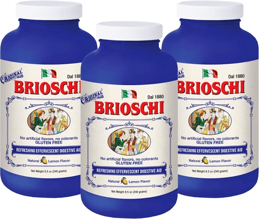 [BRSWKG35OEFBS3Y5] Brioschi Italian Lemon Flavored Effervescent Heartburn, Upset Stomach, Acid Indigestion, 8,5 oz botila (3ko paketea)