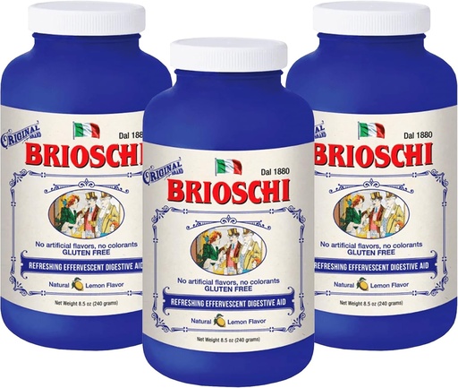 [BRSWKG35OEFBS3Y5] Brioschi Italian Lemon Flavored Effervescent Heartburn, Upset Stomach, Acid Indigestion, 8.5 oz Bottle (Pack of 3)