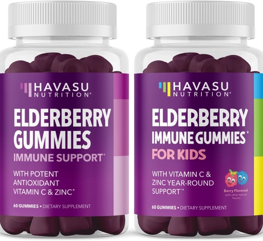 [BRSWYEDYCQAW2F3H] Family Elderberry Gummies with Zinc and Vitamin C Herbal Supplements Ingredient for Potent Antioxidant Support Immune Defense (Adult and Kids)