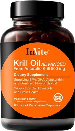 [BRSWY2QBOB7AIHIY] Invite Health Krill Oil Advanced - Supports Cardiovascular and Brain Health - Supplies EPA, DHA, Astaxanthin and Omega-3 Phospholipids - 60 Capsules (2-Pack)