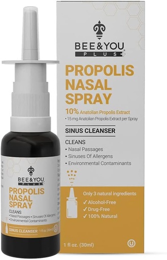 [BRSW2AIROEJQ4FI6] BEE and You Plus Natural Propolis Nasal Spray 1 Fl oz | Congestion Relief Drug Free & Alcohol Free, Sinus Relief, Allergy, Nasal Moisturizing Spray