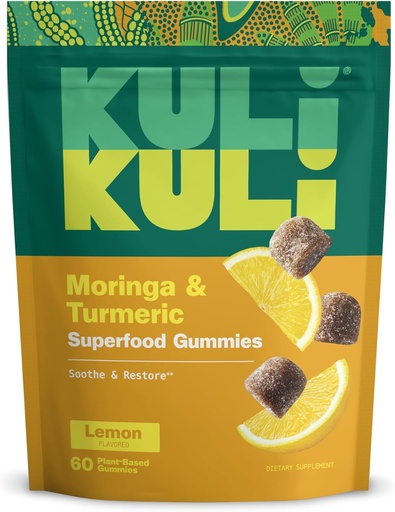 [BRSW2AYFBUDQ4D32] Kuli Kuli Super Energy Gummies - Suplementos enerxéticos con Moringa, Impulso de enerxía natural sen cafeína - 60 Non-GMO, Gluten-Free Moringa Gummies
