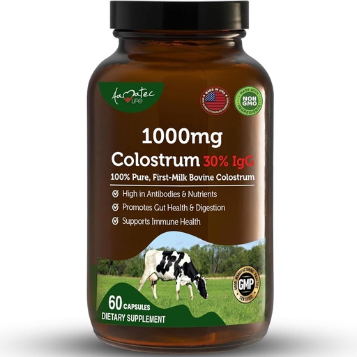 [BRSWGGL6DICQIFL7] Bovine Colostrum Capsules 1000mg Capsules with Lactoferrin Suplement, Bovine Colostrum Support Immune System, Gut Health & Respiratory System - 60 Bovine Colostrum Capsules by Ainc Life