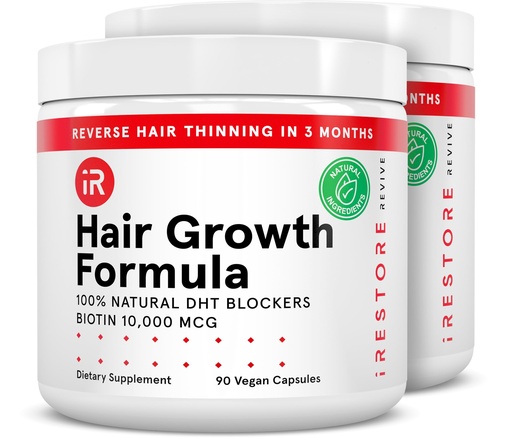[BRSRA2T4BABA2ALO] iRestore Hair Growth Supplement – Natural DHT Blockers & Multivitamin Blend – Vegan, Non-GMO, 90 Capsules – Supports Thicker, Stronger Hair for Men and Women – 2-Pack