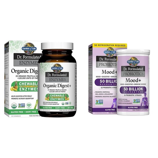 [BRSROAIPDMCAKE35] Garden of Life Dr Formulated Digestive Enzymes with Papain, Bromelain & Dr. Formulated Probiotics Mood+ Acidophilus Probiotic Supplement