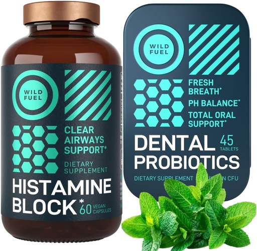 [BRSROCAPOYBRQH3L] WILD FUEL Dental Probiotics Mint and Histamine Blocker Allergy Relief and Oral Health Bundle
