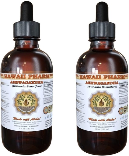 [BRSWIHQKO4ARM33U] Ashwagandha Liquid Extract, Organic Ashwagandha (Withania Somnifera) Dried Root Tincture Supplement 2x4 oz
