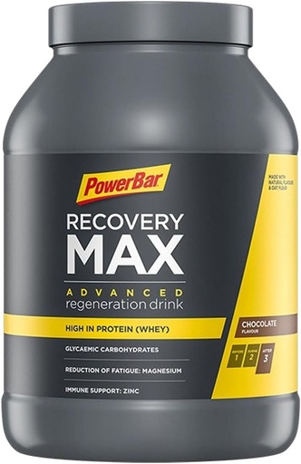 [BRSWGAAKDEPQMAIV] PowerBar, RecoveryMax, Drink Mix, Chocolate, Jar, 13 Servings