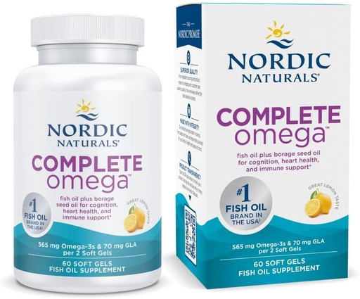 [BRSWIY3YAUIGGFDM] Nordic Naturals Complete Omega, Lemon Flavor - 60 Soft Gels - 565 mg Omega-3 - EPA & DHA with Added GLA - Healthy Skin, Cognition, Positive Mood - Non-GMO - 30 Servings