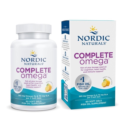 [BRSWIY3YAUIGGFDM] Nordic Naturals Complete Omega, Lemon Flavor - 60 Soft Gels - 565 mg Omega-3 - EPA & DHA with Added GLA - Healthy Skin, Cognition, Positive Mood - Non-GMO - 30 Servings