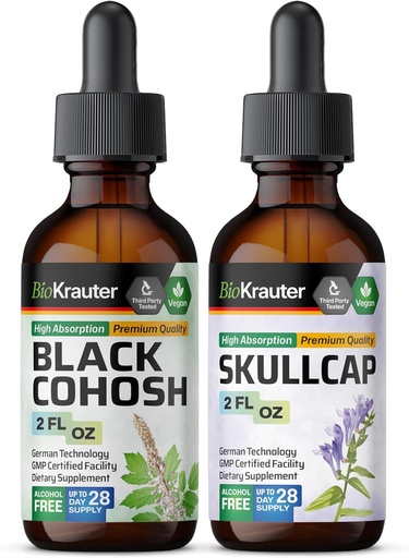 [BRSRAAYYAEBWG3TK] BIO Krauter Black Cohosh Tincture 2 Fl. Oz. & Skullcap Tincture 2 Fl. Oz.