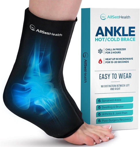 [BRSRAEARBF5WADTZ] Ankle Ice Pack Wrap for Swelling - Hot/Cold Therapy Ice Wrap for Foot Pain Relief, Heel Pain Relief, Plantar Fasciitis, Achilles Tendonitis Relief, Sprained Ankle Compression, Small/Medium