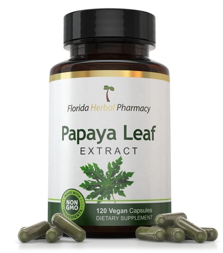 [BRSW2ZI2OAIWEFL6] Florida Herbal Pharmacy, Papaya Leaf Extract Capsules 10:1 (120 Capsules) 500 mg per Capsule, 1000 mg Serving (Pack of 1)