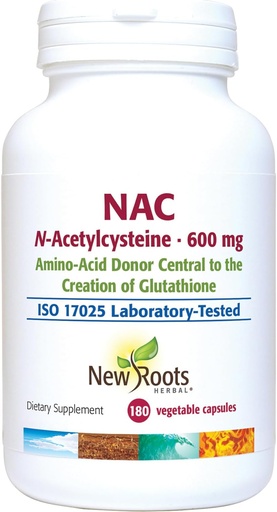 [BRSRMFQHDMAWMD33] NEW ROOTS HERBAL NAC Supplement N-AcetylCysteine | 45-Day Supply | NAC 600mg per Serving | Vegan Friendly | Non-GMO | Gluten Free (180 Vegetable Capsules)