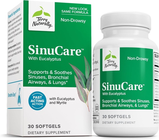 [BRSWIYAHCJ6GKDQ3] Terry Přirozeně SinuCare - 320 mg Eucalyptus & Myrtle Oil Complex, 30 Softgels - Sinus, Lung & Bronchial Supplement, Non- Drowsy - Non- GMO, Gluten- Free - 15 Služeb