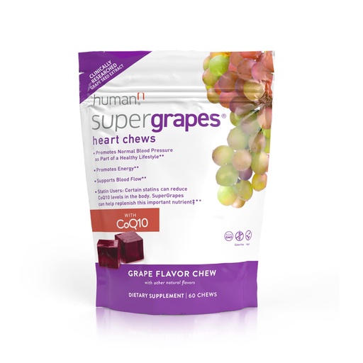 [BRSWYYY5BYMR62A3] HumanN SuperGrapes Chews Supplement – 100mg CoQ10 and Grape Seed Extract – from The Makers of SuperBeets - Grape Flavor, 60 Count
