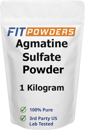 [BRSRMAYTAUIBUDY6] Agmatine Sulfate Powder 1 Kilogram (Multiple Sizes) Strength and Pump (Nitric Oxide) 100% Pure Agmatine Powder, Vegan, Gluten-Free