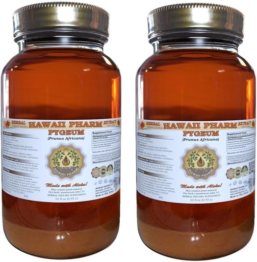 [BRSWIHQKPIMB2DTA] Pygeum Liquid Extract, Pygeum (Pygeum Africanum) Tincture, Herbal Supplement, Hawaii Pharm, Made in USA, 2x32 fl.oz