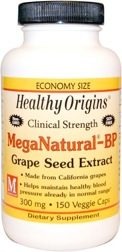 [BRSWI2T4CQDBUAYV] מקורות בריאים Mega Natural-BP Grape Seed לחלץ - 300 מ"ג - 150 קפסולות