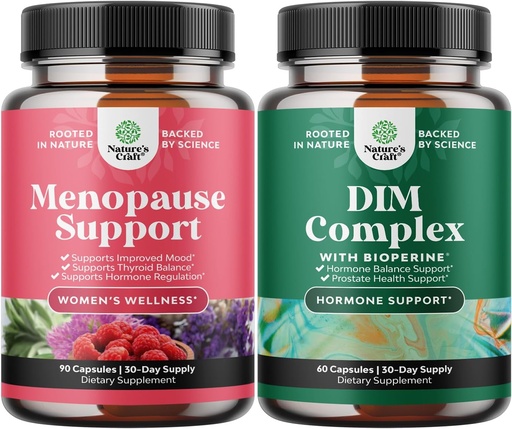 [BRSROCA3CAMWKETJ] Bundle of Total Menopause Supplement - Hot Flashes Relief - Dong Quai Vitex Chaste Berry og Black Cohosh og ren DIM med Bioperine - Diindolylmetan Testosteron Kompleks med Broccoli Blomster
