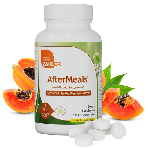[BRSRA2YBC4MR4ELK] Zahler AfterMeals Digestive Enzymes for Digestion Health - Chewable Fruit-Based Digestive Enzymes for Women & Men with The Power of Papaya and Pineapple - Kosher Gluten Free Made in USA (100 Tablets)