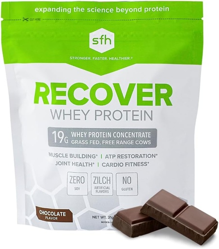 [BRSROZQ2O4FWO2Q4] SFH Recover Whey Protein Powder (Chocolate) Great Tasting Grass Fed Whey for Post Workout | All Natural | No Soy, No Gluten, No RBST, No Artificial Flavors (20 Serving Bag)