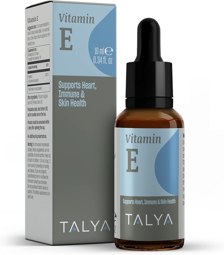 [BRSWYZL5DIFA2AL5] TALYA Vitamin E Liquid Drops 0.34 fl.oz | Bone, Joint, Heart Health | Vitamin E Oil for Scars & Skin | Glass Bottle with Dropper | Vitamin E Supplement, Non-GMO, Vegan