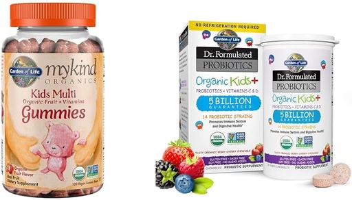 [BRSROAIPC57RYHQY] Garden of Life Organics Kids Gummy Vitamins - Fruit - Certified Organic, Non-GMO & Vegan & Dr. Formulated Probiotics Organic Kids+ Plus Vitamin C & D - Berry Cherry