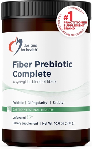 [BRSWIZTYAZ5B22TO] Designs for Health Fiber Prebiootti Täydellinen - 12 Ruoansulatuskuitua Blend Powder Supplement w/Psyllium Husk, Pellava + Apple Pectin - Prebiootti Gut Support, makuamaton + makeuttamaton (30 tarjoilua / 300 g)