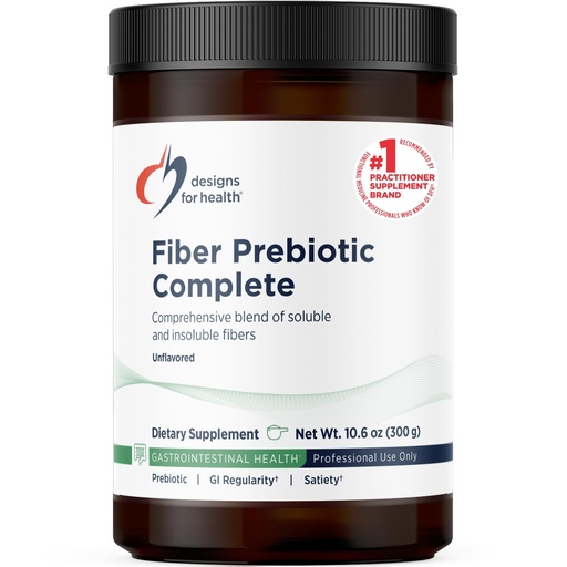 [BRSWIZTYAZ5B22TO] Designs for Health Fiber Prebiotic Complete - 12 Digestive Fiber Blend Powder Supplement w/Psyllium Husk, Flax + Apple Pectin - Prebiotic Gut Support, Unflavored + Unsweetened (30 Servings / 300g)