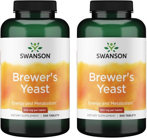 [BRSWGAAKBAFWY2TU] Swanson Brewer's Yeast - B Complex Vitamin Formula (500mg, 500 Tablets) (2 Pack)