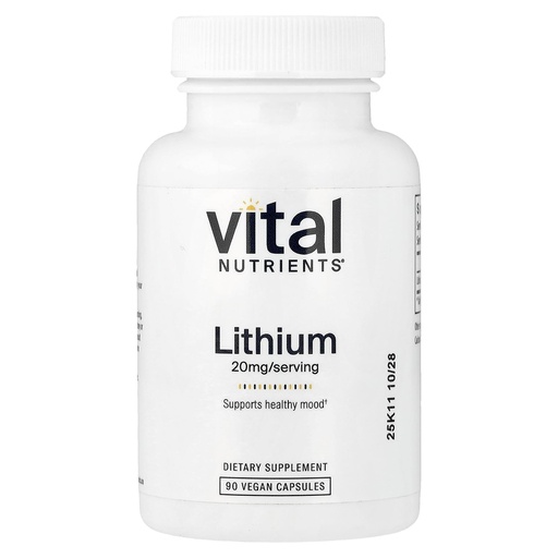 [BRSWIYANOAIAAD3E] Vital Nutrients Lithium Orotate - Vegan Lithium Supplements for Memory, State of Mind, and Behavioral Health* - 20mg - Gluten, Dairy, Soy Free - 90 Capsules