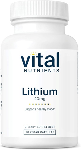 [BRSWIYANOAIAAD3E] Vital Nutrients Lithium Orotate 20mg | Vegan Lithium Supplements for Memory, State of Mind, and Behavioral Health* | Gluten, Dairy, Soy Free | 90 Capsules