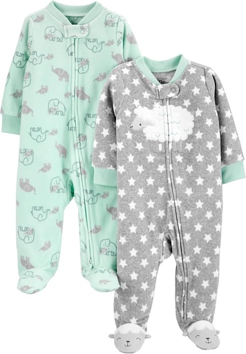 [BRSROAD3C57QGE32] Joyas simples de Carter unisex-baby 2-pack Neutral Fleece Footed Sleep and Play