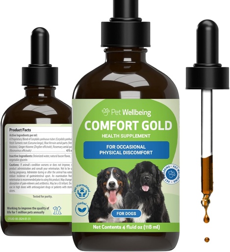 [BRSWYCY3DJ7WAYLK] Pet WellBeing Comfort Gold for Dogs - Supports Canine Physical Comfort, Healthy Circulation, Corydalis, Turmeric - Veterinarian-Formurated Herbal 4 oz Meadow)