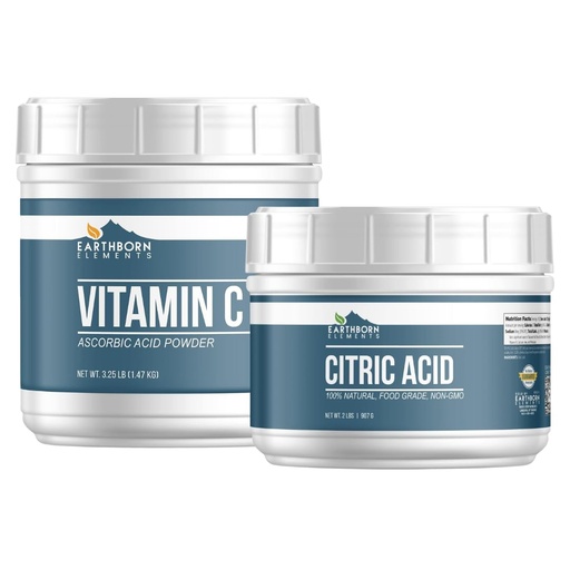 [BRSROFICAV7RQYI3] Earthborn Elements Vitamin C and Citric Acid Bundle, Various Sizes, Food Safe, Preservatives & Supplements