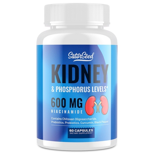 [BRSRAFABOUBQO3IY] Kidney Cleanse Detox & Repair – Kidney Support Supplement with 600mg Niacinamide, Chitosan Oligosaccharide, Curcumin, Probiotics – Phosphorus Binder – 60 Capsules