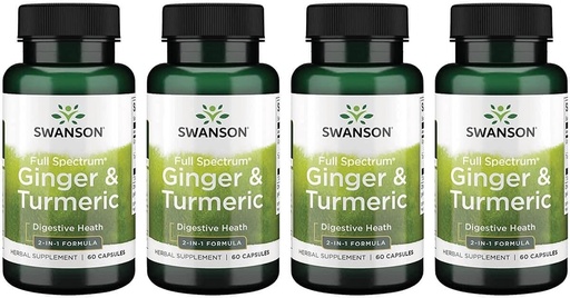 [BRSWGZIDOECR42Y3] Swanson Full Spectrum Ginger & Turmeric 60 Capsules 4 Pack