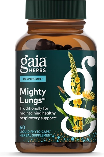 [BRSWYGA3AR7QYHQ2] Gaia Herbs Mighty Lungs - Ətraflı Lung & Respiratory Health* - Mullein, Bitkiain, Schisandra & Elecampane - 60 Vegan Liquid Phyto-Capsules (30-Day Supply)