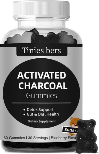 [BRSRMBQ7CMIWGELD] Activated Charcoal Gummies Sugar Free, 400mg Charcoal Supplements from Coconut, Quicker to Cleanse, Detox, Gas Relief, Gut & Oral Health for Adults & Kids, Gluten Free, Non GMO, Vegan, Pectin, 60