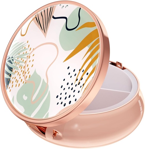 [BRSRMBINCQOW2CA6] Rouidr Pill Box, 3 Compartment Medicine Pill Case, Small Metal Travel Medicine Box for Purse & Pocket, Rose Gold, Boho Leaves