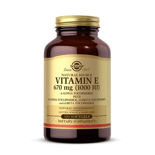 [BRSWIY33PMIWK2DI] Solgar Vitamin E 670 mg (1000 IU), 100 Mixed Softgels - Natural Antioxidant, Skin & Immune System Support - Naturally-Sourced Vitamin E - Gluten Free, Dairy Free - 100 Servings