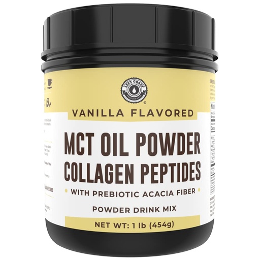 [BRSWGBITCMIBOCLO] MCT Oil Powder with Acacia Fiber & Collagen Peptides – Prebiotic Collagen Protein, 10g MCTs from Coconuts, Sugar Free Keto Coffee Creamer – Grass Fed, Vanilla Flavor, Non-GMO, Gluten Free, 16 oz